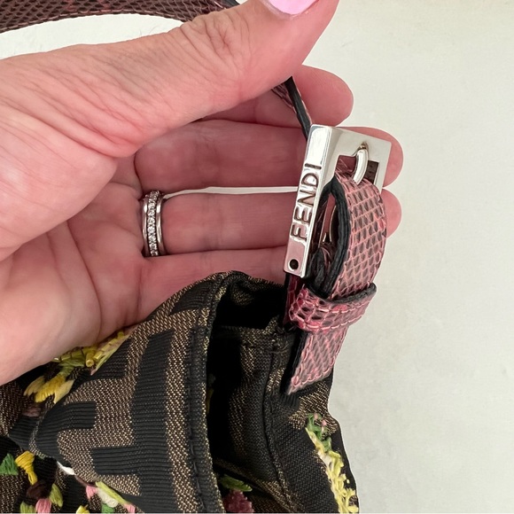 Fendi Zucca Embroidered Flower Snakeskin Purse - Picture 17 of 17